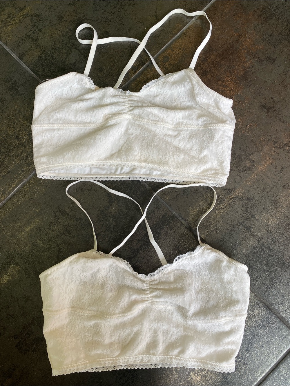 Abercrombie kids, white lace bralettes, set of two, L, XL